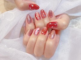 ラメマグネットハートホロネイル