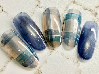 チェリーズネイル(Cherrys Nail)/秋 マグネット チェックネイル