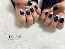 リアネイル(liaNail)/大人ネイビーフレンチネイル☆