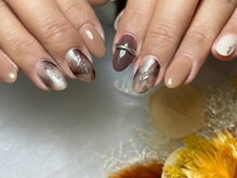 サロンドフォーエイチ(salon de 4H)/夏のブラウン♪大人リングネイル