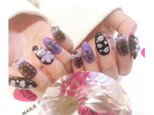 ネイルサロン ネイルズゴーゴー 渋谷店(NAILSGOGO)/くま リボン 編み上げ メイド 黒