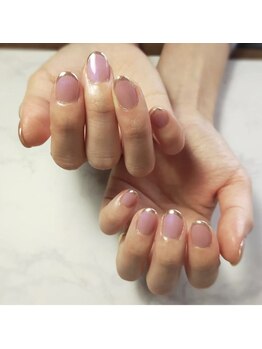 フレイムス アイラッシュ アンド ネイル(FRAMES)/偏光ピンク×細フレンチ