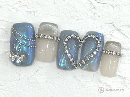 ハートブルーネイル￥9000
