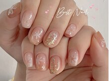 Best Nail 銀座店【ワンホンネイル・スカルプ・パラジェル・上品ジェルネイル】/雪の結晶デザイン