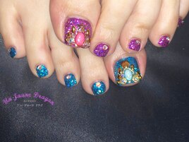 【フットネイル】キラキラネイル