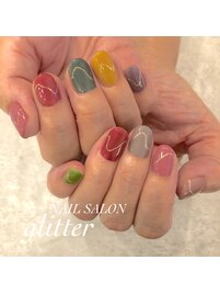カラフル秋ネイル