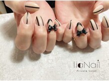 リアネイル(liaNail)/ストライプ×リボンネイル