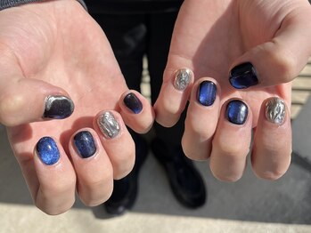 サクノネイル(SAKUNONAIL)/ブラックシルバーネイル