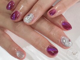 マグネットネイル+ラメビジュー