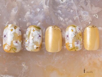 アイネイルズ 吉祥寺店(I nails)/水彩手描きフラワー
