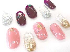 ワンカラー+ラメグラデーション