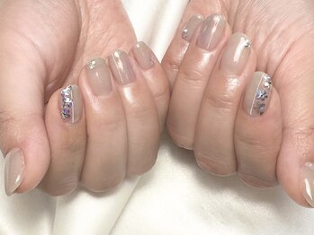 ヒールネイル(heal nail)/greige×aurora×flower.