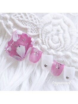 たゆ ネイル(たゆnail)/ピンクフラワーフットネイル
