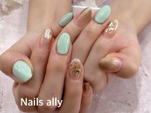 ネイルズアリー 立川店(Nails ally)/ニュアンス×ピスタチオカラー