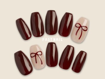 ファストネイル mozoワンダーシティ店(FAST NAIL)/リボン/ボルドー【12408】