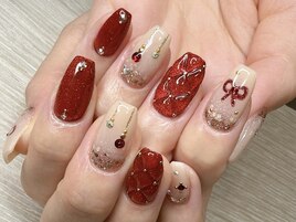 リボン＆キルティングネイル