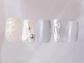 アイネイルズ 新宿店(I nails)/水色ニュアンスリボン8000円