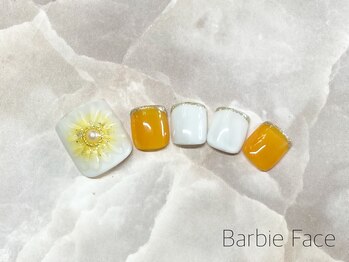 バービーフェイス 恵比寿(Barbie Face)/クリアフラワーオレンジネイル