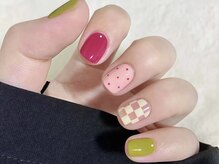 ベストネイル 渋谷109前店(Best Nail)/持ち込み市松模様ピンク