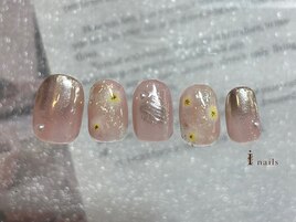 ミラーニュアンスお花ネイル