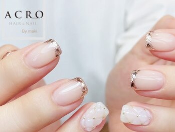 アクロネイル アンド アイ(ACRO NAIL&EYE)/ガラスフレンチにキルティング