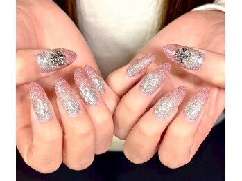 ピンク×シルバ-/クロムハーツ風