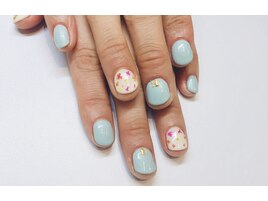 ショートネイル　押し花