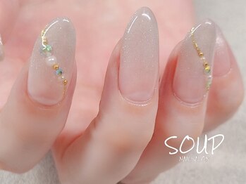 スープ(SOUP)の写真/スラっと長い指先で美しいお手元に☆自爪の長さや形にお悩みの方も、長さ出しで希望のデザインを叶えます♪