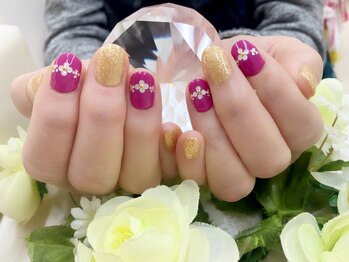 プルミエ ネイル(Premier Nail)/ホロのお花&ゴールド