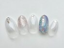 グラデーション 箔 ラメ 海