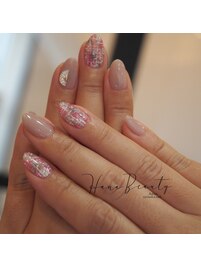 夏の透け感ツイードネイル♪