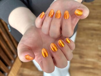 ラピス(Lapis)/オレンジミラー/ラメ/春ネイル