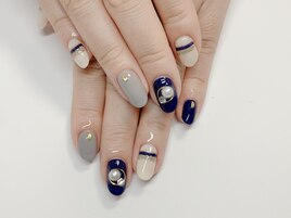 ボーダーアートネイビー☆