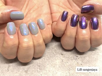 リブ 三軒茶屋(LiB)/オーロラミラーチグハグネイル