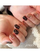 ネイルサロン ジュエル(Nail salon JEWEL)/フラワーアート×ラメフレンチ