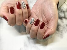ネイルサロンブラン(nail salon BLANC)/赤とキラキラのネイル