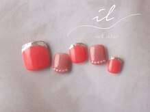 イル 神戸店/ピンク×ガラスフレンチネイル