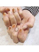 アース 豊橋店(HAIR & MAKE EARTH)/オレンジ系ニュアンスネイル