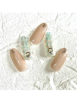 ミュナ(myuna)/キラキラベージュネイル