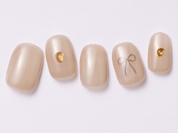 アイ ネイルズ 天神店(I nails)/シンプルベージュリボン ¥6500