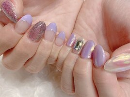 氷ネイル×フレンチ×キラキラ