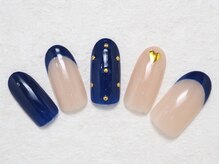 シックネイル(CHIC nail)/ネイビー　フレンチデザイン