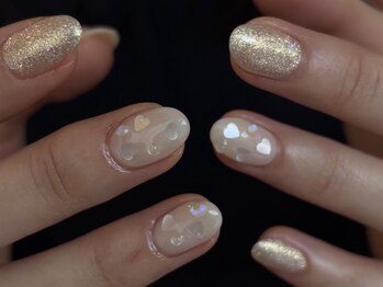 ホログラムハートネイル/ラメ