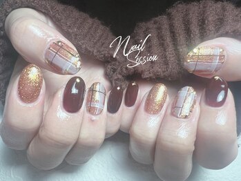 ネイルセッション(nail session)/キラキラ×チェック