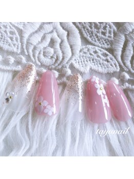 たゆ ネイル(たゆnail)/ピンクパラジェルフラワーネイル