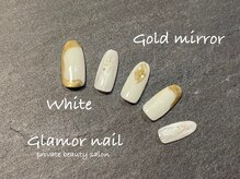 グラマーネイル(Glamor nail)/ゴールドミラー×ホワイト