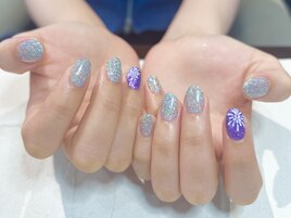 花火×ラメネイル♪1本アート♪