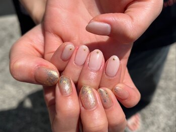 サクノネイル(SAKUNONAIL)/ニュアンスちぐはぐネイル