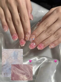 ルルシアン 代々木(luluchien)/ちゅるんワンホンチークネイル♪