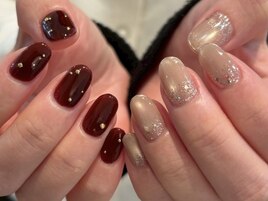 ボルドーネイルマグネットグラデ